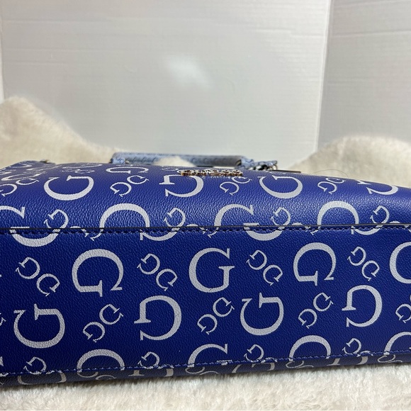 Guess Monogram Satchel Top Handle Handbag Purse - Picture 5 of 11